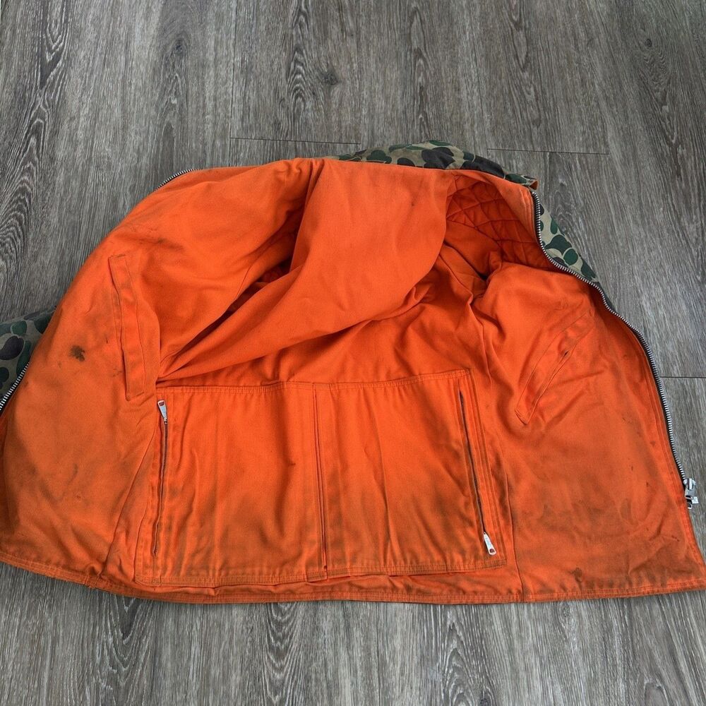 Vtg 60s Sears Roebuck Duck Camo Field Tested Hunting Jacket Talon Zip L Reverse - Picture 12 of 16